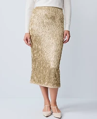 Ann Taylor Sequin Column Midi Skirt Gold Shine Women's