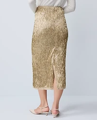 Ann Taylor Sequin Column Midi Skirt Gold Shine Women's