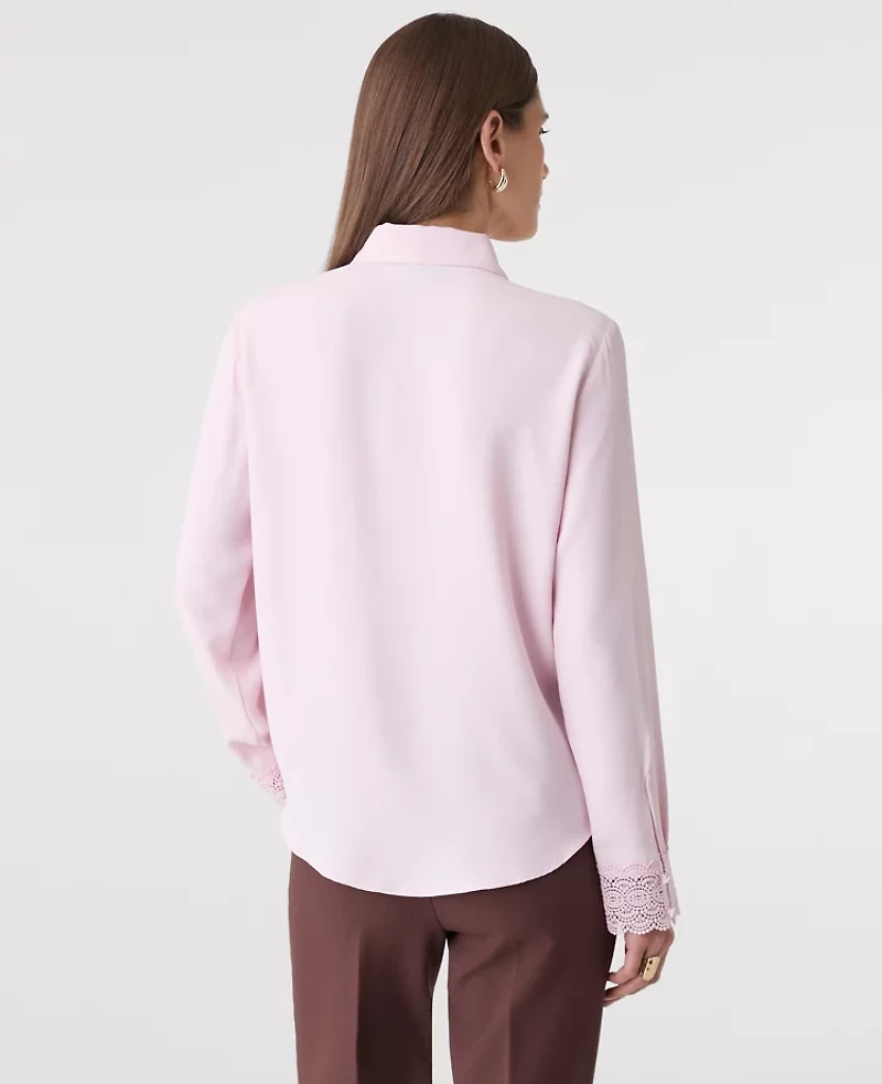 Ann Taylor Modern Lace Trim Blouse Women's