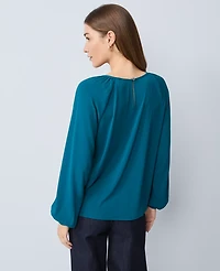 Ann Taylor Lace Trim Mixed Media Blouse Pacific Shore Women's