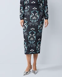 Ann Taylor Floral Jacquard Sweater Skirt Night Sky Women's