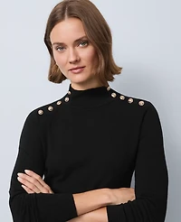 Ann Taylor Button Mock Neck Sweater Women's
