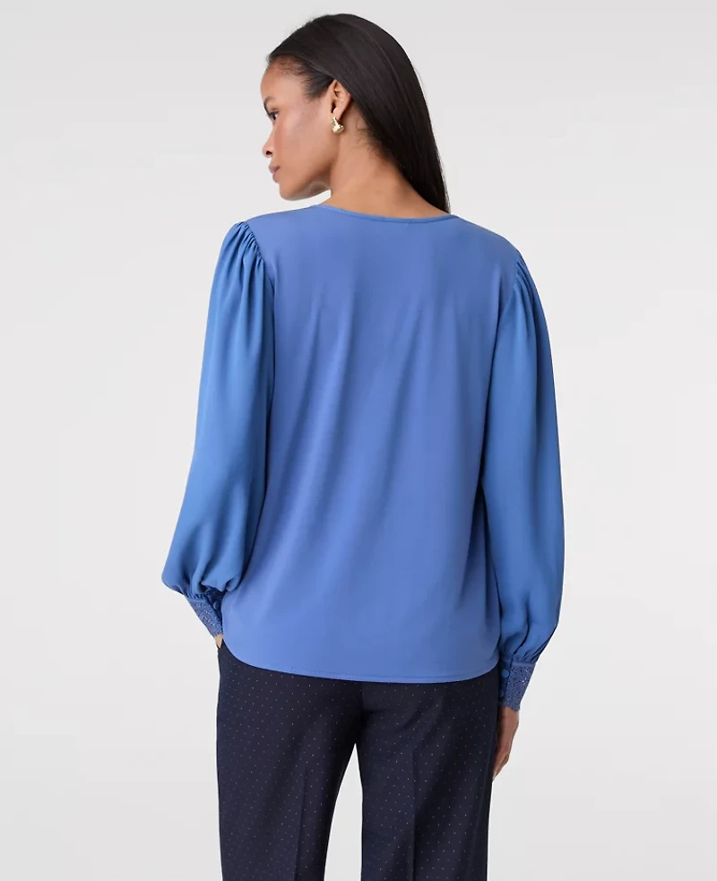 Ann Taylor Lace Trim Blouse Refreshingly Blue Women's