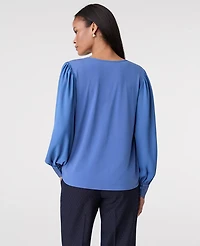 Ann Taylor Lace Trim Blouse Refreshingly Blue Women's