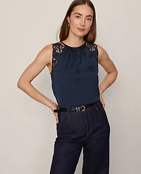 Ann Taylor Lace Trim Tank Top Women's