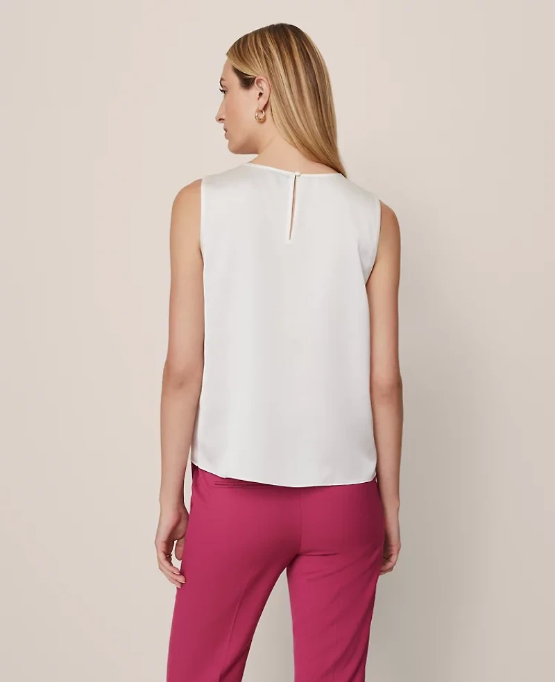 Ann Taylor Lace Trim Tank Top Winter White Women's