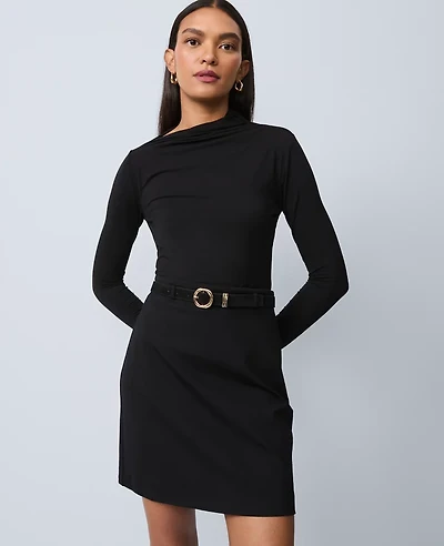 Ann Taylor Asymmetric Ruched Top Black Women's
