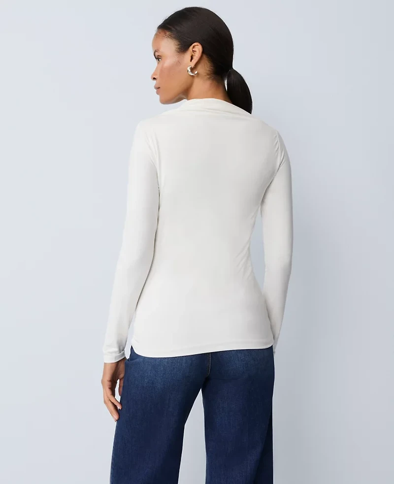 Ann Taylor Asymmetric Ruched Top Winter White Women's