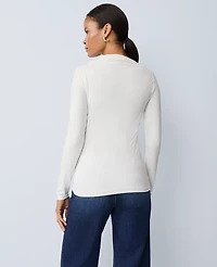 Ann Taylor Asymmetric Ruched Top Winter White Women's