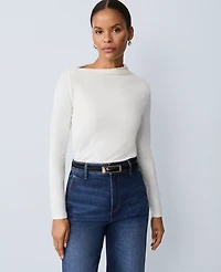 Ann Taylor Asymmetric Ruched Top Winter White Women's