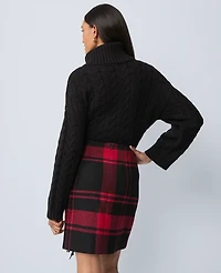 Ann Taylor Weekend Collection Plaid Wrap Effect Skirt Black Women's