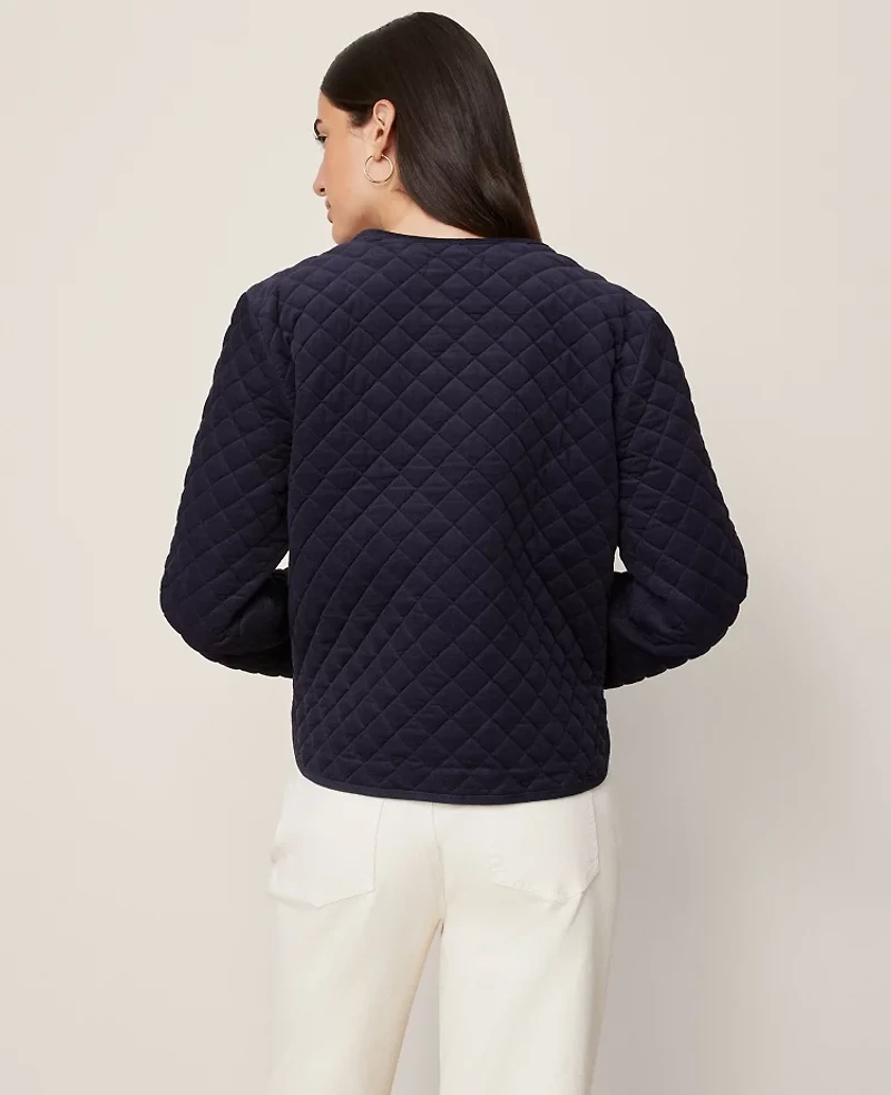 Ann Taylor Petite Weekend Collection Quilted Jacket Night Sky Women's