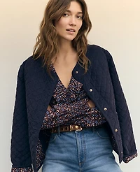Ann Taylor Petite Weekend Collection Quilted Jacket Night Sky Women's