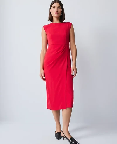 Ann Taylor The Crew Neck Sheath Dress Bi-Stretch Iconic Red Women's