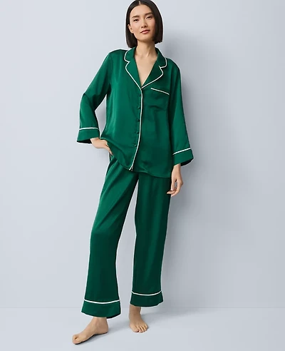 Ann Taylor Satin Pajama Set Night Garden Women's