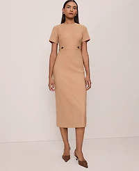 Ann Taylor Horsebit Midi Sheath Dress Sesame Women's