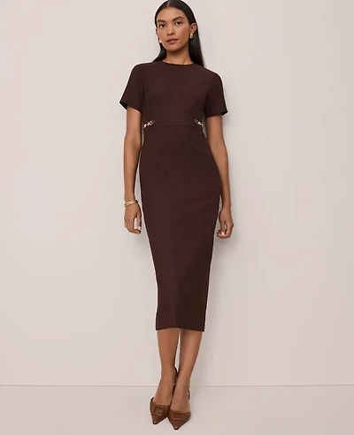 Ann Taylor Horsebit Midi Sheath Dress Women's