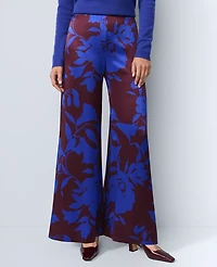 Ann Taylor Studio Collection Floral Silk Palazzo Pant Deep Cabernet Women's