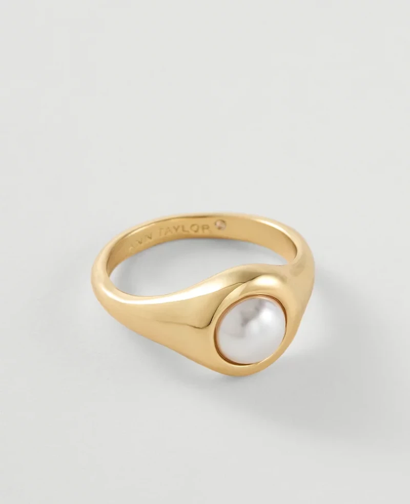 Ann Taylor Pearlized Metal Ring Goldtone Women's