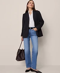 Ann Taylor The Petite Longline Blazer Pinstripe Navy/White Women's