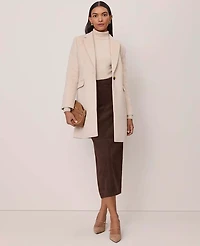 Ann Taylor Studio Collection Seamed Pencil Skirt Suede Pure Chocolate Women's