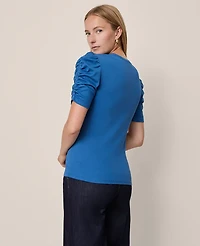 Ann Taylor Weekend Collection Shirred Sleeve Top Women's