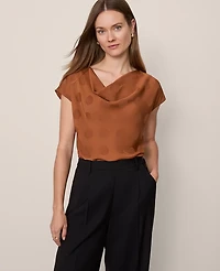 Ann Taylor Dotted Cowl Neck Top Size XL Spiced Cider Women's