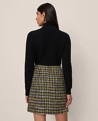 Ann Taylor Houndstooth Tweed Skirt Green/Navy Multi Women's