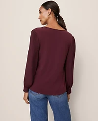 Ann Taylor Lace Trim Top Poised Plum Women's