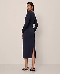 Ann Taylor V-Neck Knit Dress Night Sky Women's