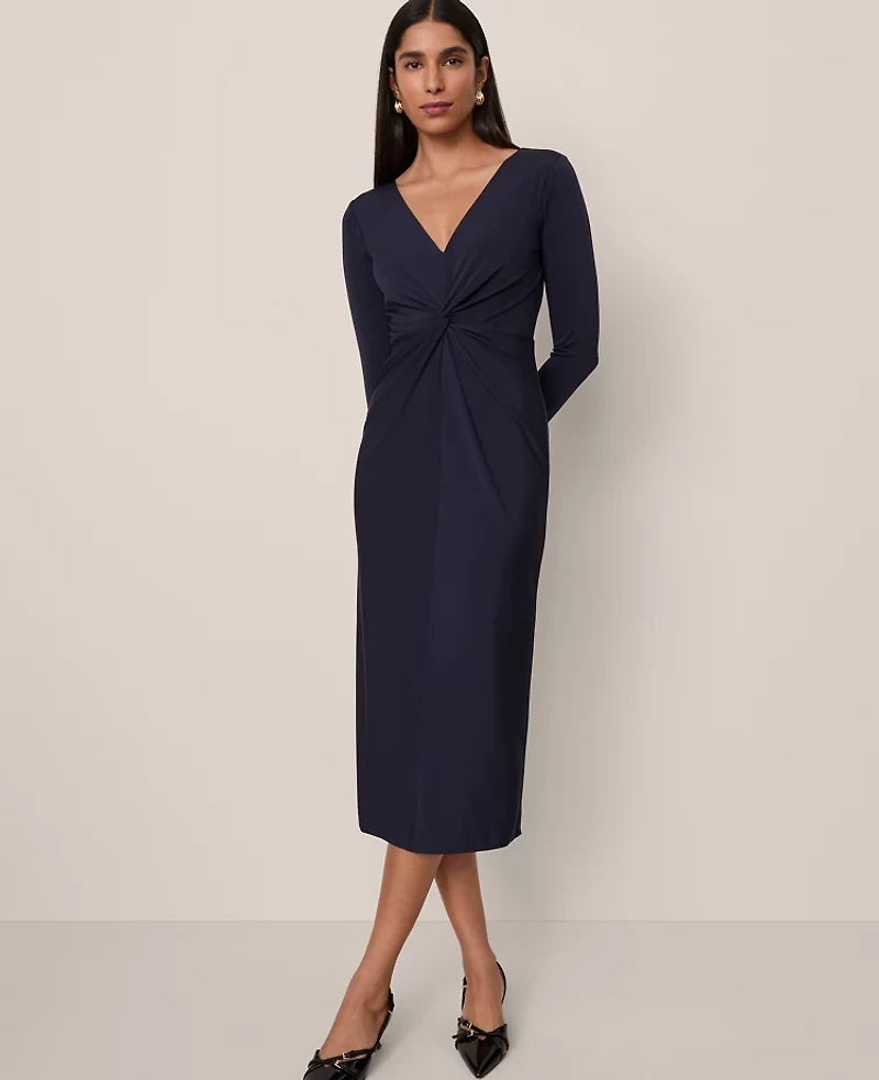 Ann Taylor V-Neck Knit Dress Night Sky Women's