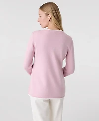 Ann Taylor Contrast Trim Sweater Jacket Pale Women's