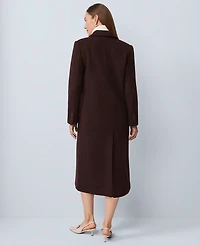 Ann Taylor Studio Collection Long Double Breasted Coat Pure Chocolate Women's