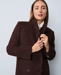 Ann Taylor Studio Collection Long Double Breasted Coat Pure Chocolate Women's