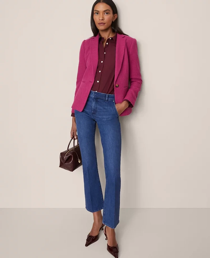Ann Taylor The Petite Hutton Blazer Tweed Berry Splash Women's