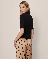 Ann Taylor Petite Mock Neck Elbow Sleeve Top Women's