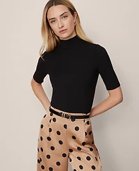 Ann Taylor Petite Mock Neck Elbow Sleeve Top Women's