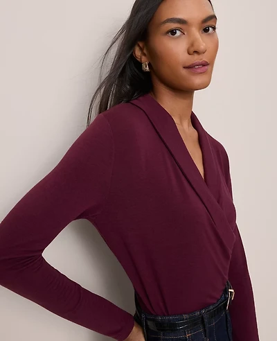 Ann Taylor Petite Shawl Collar Wrap Top Women's