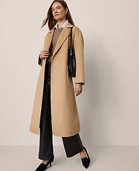 Ann Taylor Petite Belted Notch Collar Coat Cafe Au Lait Women's