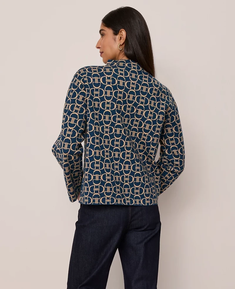 Ann Taylor Chain Link Print Sweater Moonlit Backdrop Women's