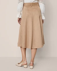 Ann Taylor Petite Belted Faux Suede Skirt Cashew Crunch Women's