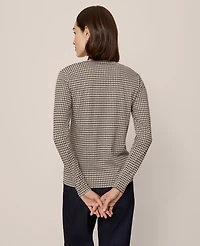 Ann Taylor Houndstooth Crew Neck Top Cafe Au Lait Women's