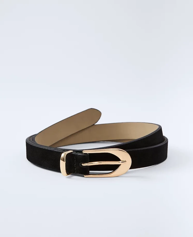 Ann Taylor Suede Oval Buckle Belt Women's