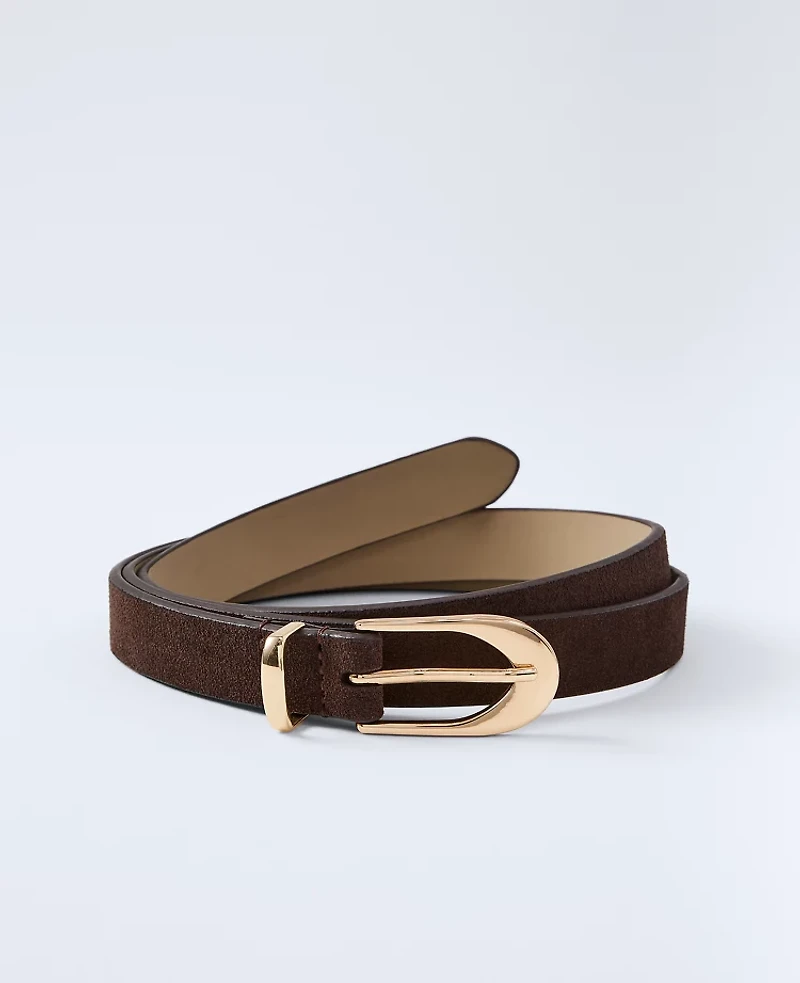Ann Taylor Suede Oval Buckle Belt Women's