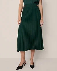 Ann Taylor Horsebit Pleated Midi Skirt Pine Grove Women's