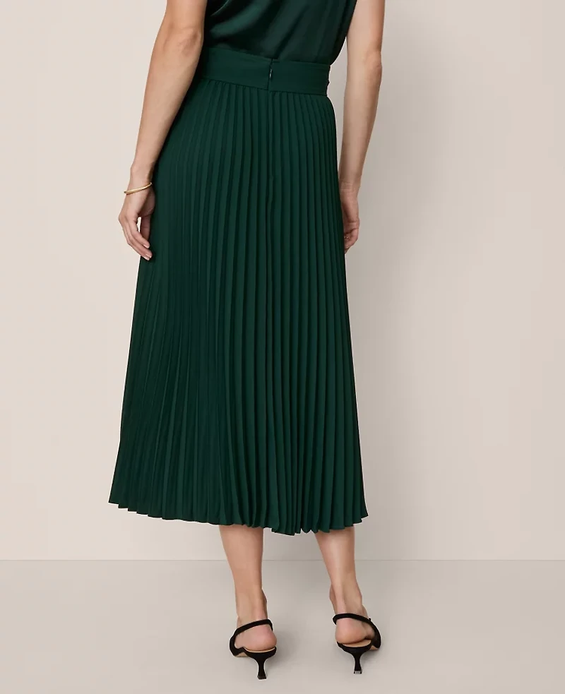 Ann Taylor Horsebit Pleated Midi Skirt Pine Grove Women's
