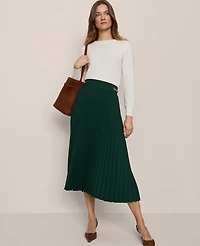 Ann Taylor Horsebit Pleated Midi Skirt Pine Grove Women's