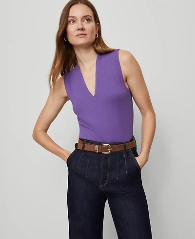 Ann Taylor Sleeveless V-Neck Top Women's