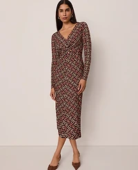Ann Taylor Petite Chain Link V-Neck Knit Dress Pure Chocolate Women's