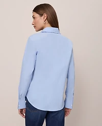 Ann Taylor Weekend Collection Ruffle Collar Modern Shirt Gentle Stream Women's